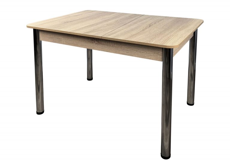 Стол Премьер раздвижной 170 x 90 (+50) см / R40 / ЛДСП Дуб Сонома / Опора 4 Хром РУСТ